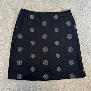 Willi Smith Black Spiral Swirl‎ Print A-Line Mini Skirt Size 4 Cotton Womens